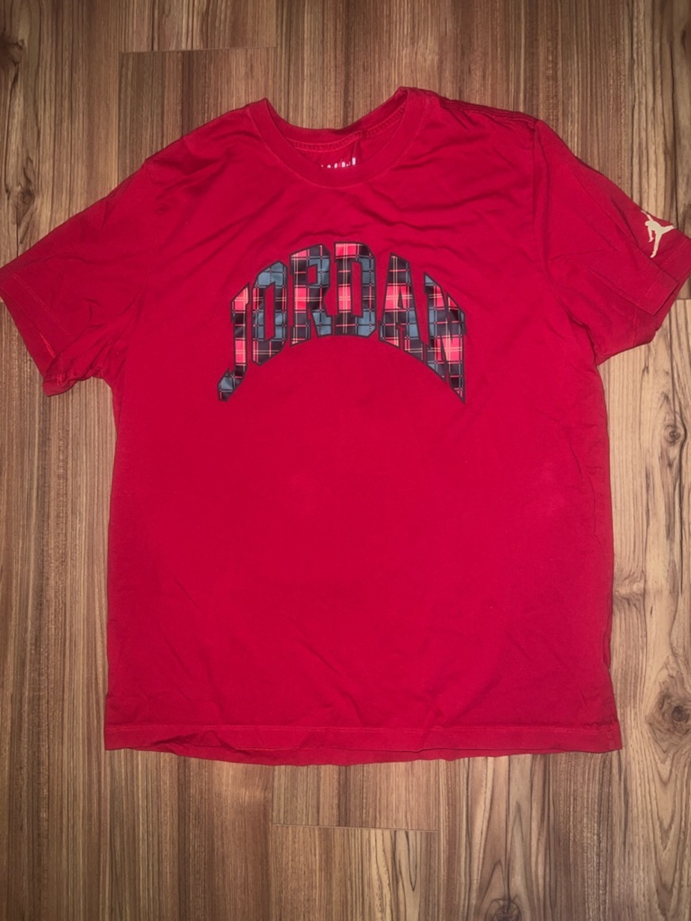 Jordan Red Tee with Plaid Arc Logo